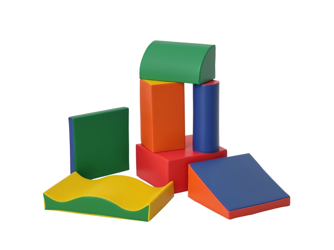 7 Blocos Construção Macios Espuma Escalada Gigante Imitação Couro Coloridos