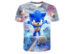 T-Shirt de Verão com Estampado de Ouriço Sonic Menino Menina B