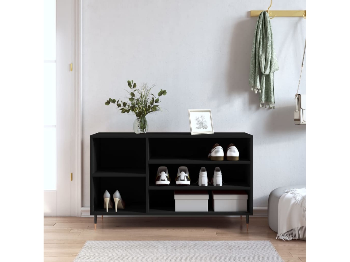 Vidaxl Sapateira 102x36x60 Cm Derivados De Madeira Preto