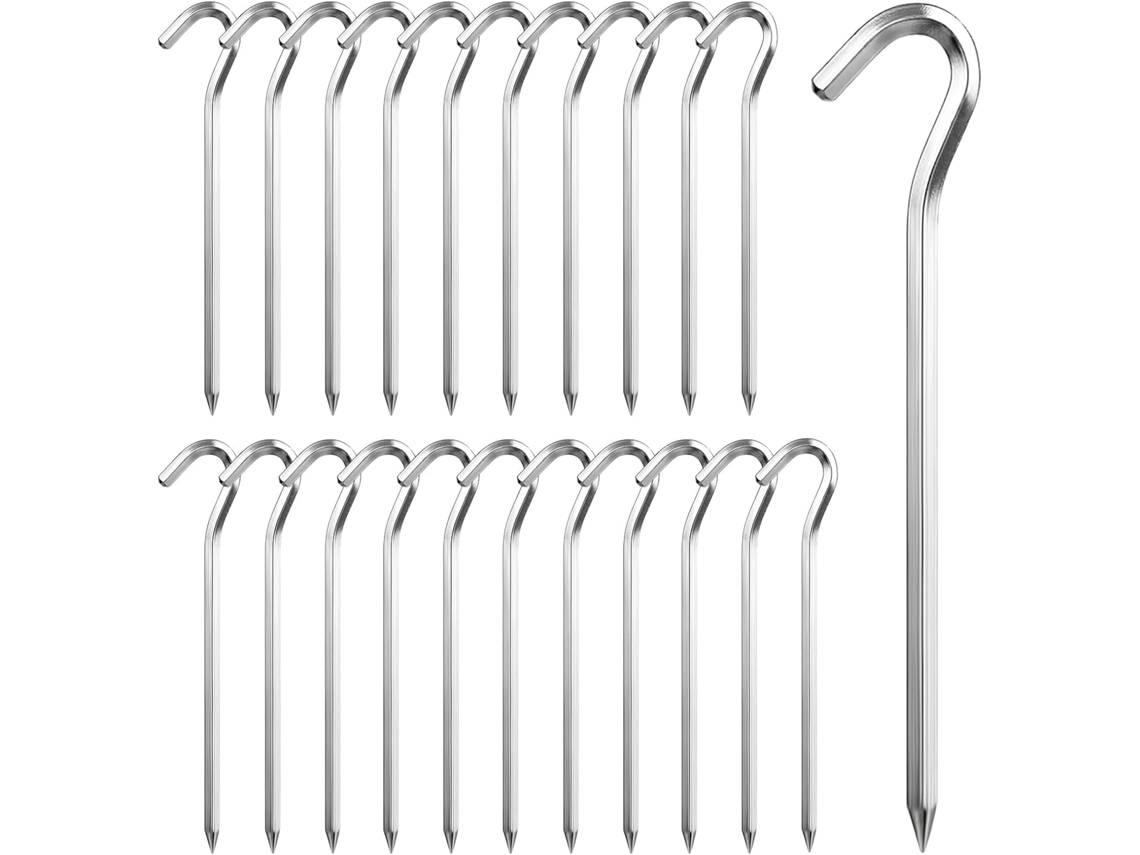 Conjunto de 22 estacas de alumínio AQUAFORGE, 18cm, para camping, jardim e viagens
