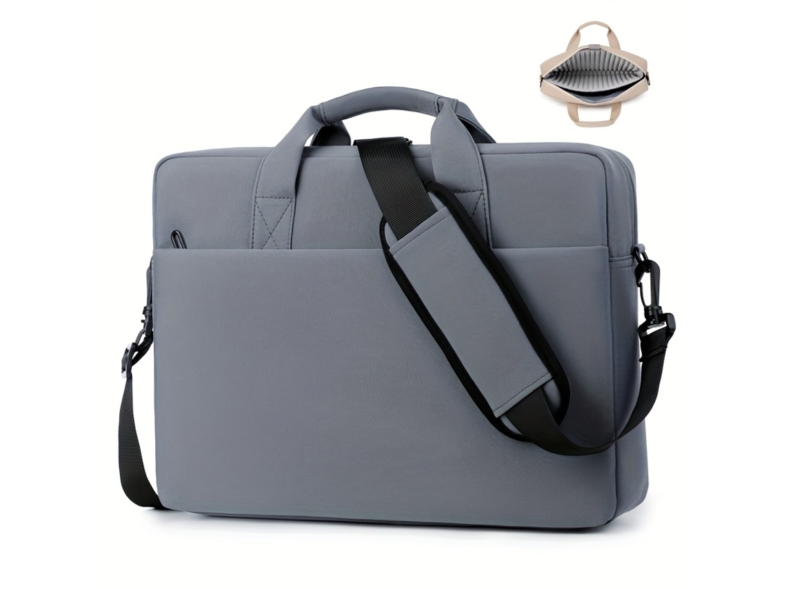 Bolsa Para Computador Portátil 15.6 Polegadas Impermeável Com Interior Macio E Bolso Auxiliar Cinzento, Com Utilização Prática Elysve