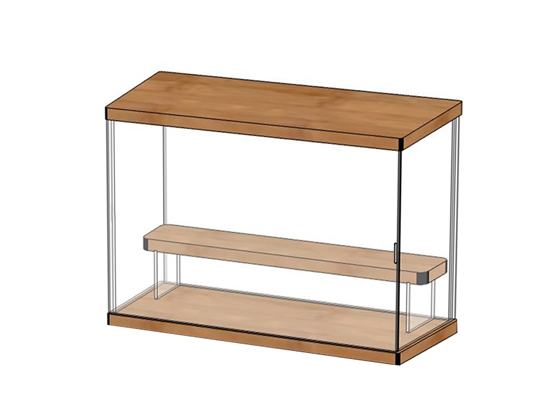 Estante de Exibição Transparente Acrílico para Bonecos de Ação com Porta Anti poeira 2 Andares 32x12x22.4cm