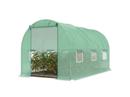 Túnel Verde Fogão 445x200x200 cm de Jardim com 6 Janelas e Cobertura em Polietileno PE 140 g/m²