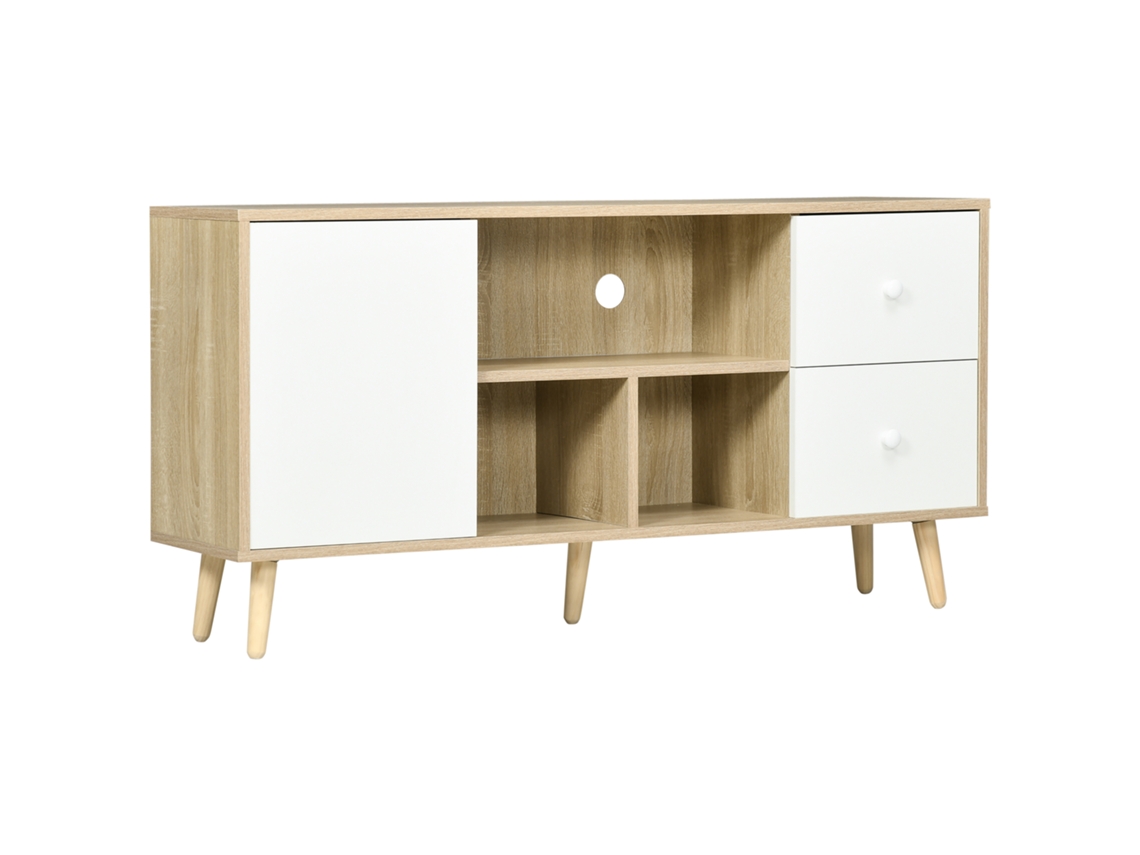 Suporte Tv 45 Polegadas 120x30x60cm Pernas Madeira, Estilo Escandinavo