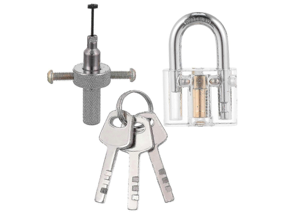 Cadeado Transparente Com Ferramentas De Desbloqueio, 3 Chaves