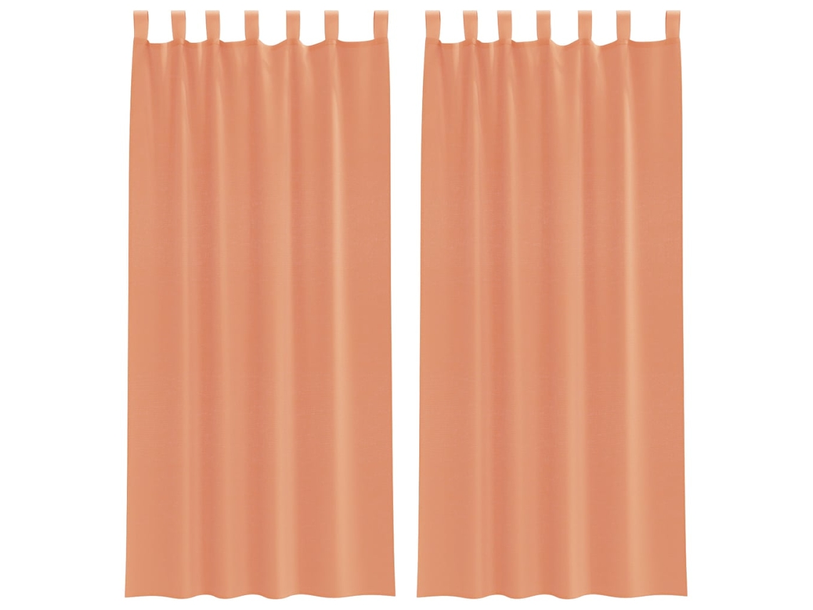 Maison Exclusive - Cortinas De Voile Com Laços 2 Pcs Terracota 140x225 Cm