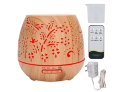 Humidificador Aromático De 400ml Com Controle Remoto E Design De Textura De Madeira