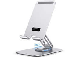 Suporte para Tablet de Mesa Ajustável com Base Giratória 360°, Portátil e Plegável para Tablets de 4-13 Polegadas