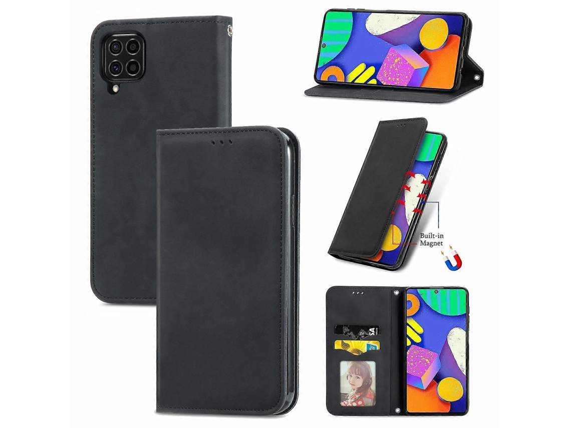 Capa De Couro Sintético Com Design Retrô E Aba Horizontal Para Samsung Galaxy F62, Com Suporte, Compartimentos Para Cartões, Carteira E Porta-retratos