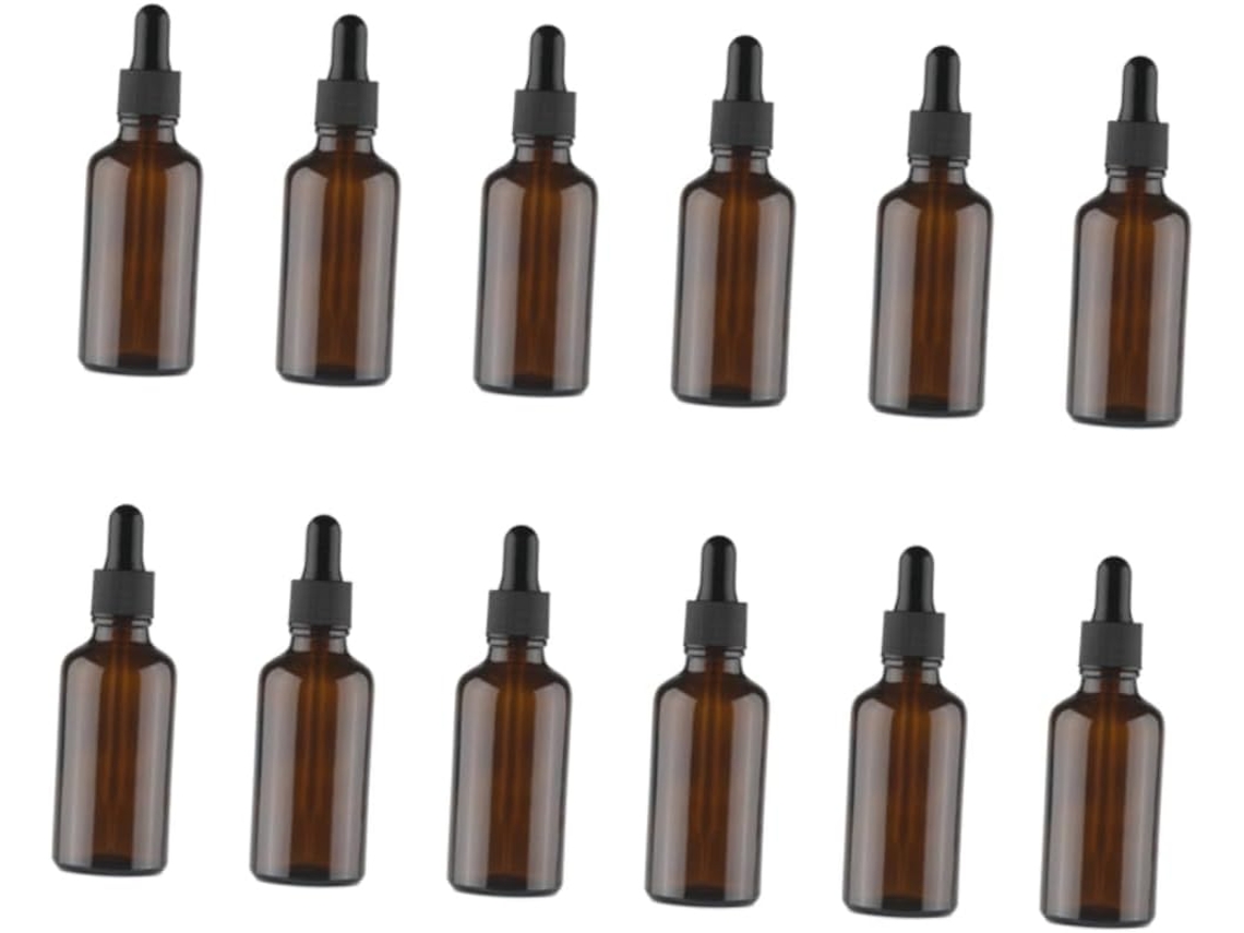 Conjunto De 12 Frascos Conta-gotas De Vidro Recarregáveis Para Óleos Essenciais, Embalados Individualmente.