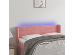 Vidaxl Cabeceira De Cama C/ Luzes Led Veludo 147x16x78/88 Cm Rosa