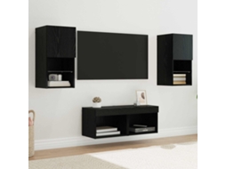 Vidaxl Gabinetes De Tv Na Parede 4 Pcs Carvalho Preto
