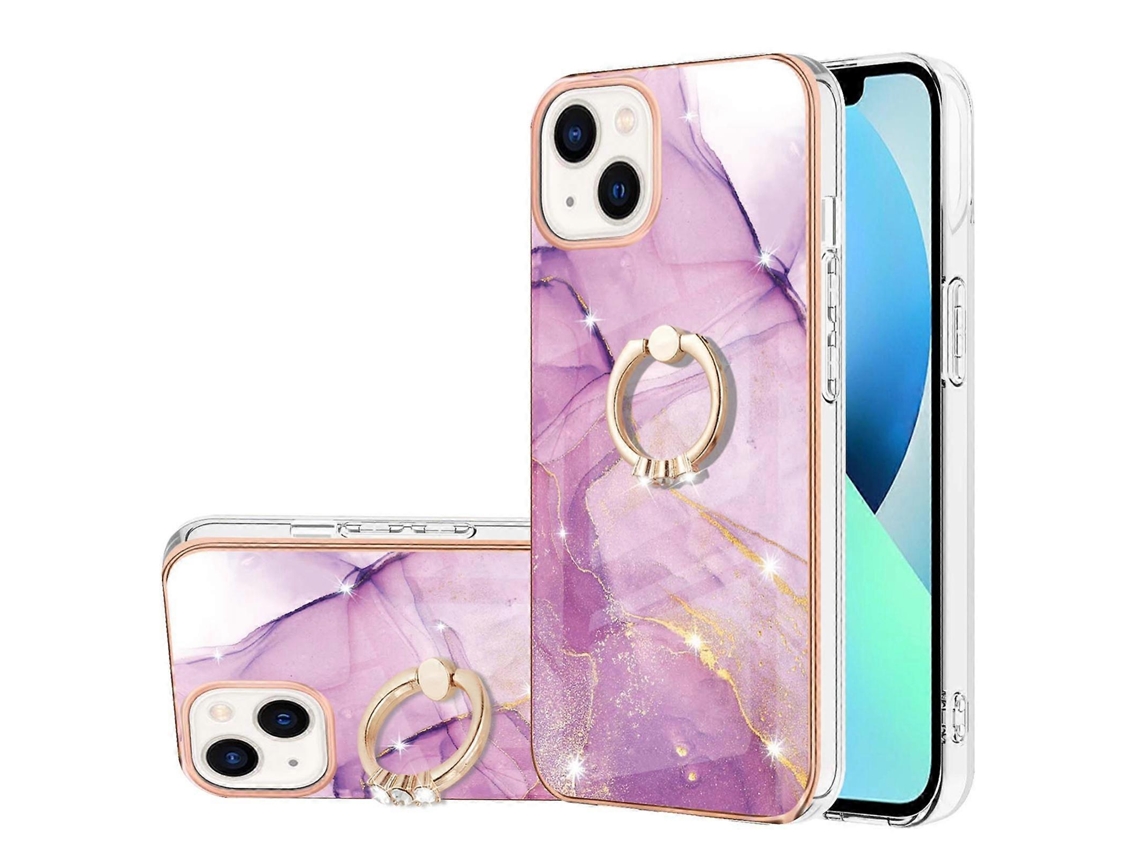 Capa De Tpu Imd Com Padrão De Mármore Eletrogalvanizado, Resistente A Impactos, Com Suporte De Anel Para Iphone 15 Plus.