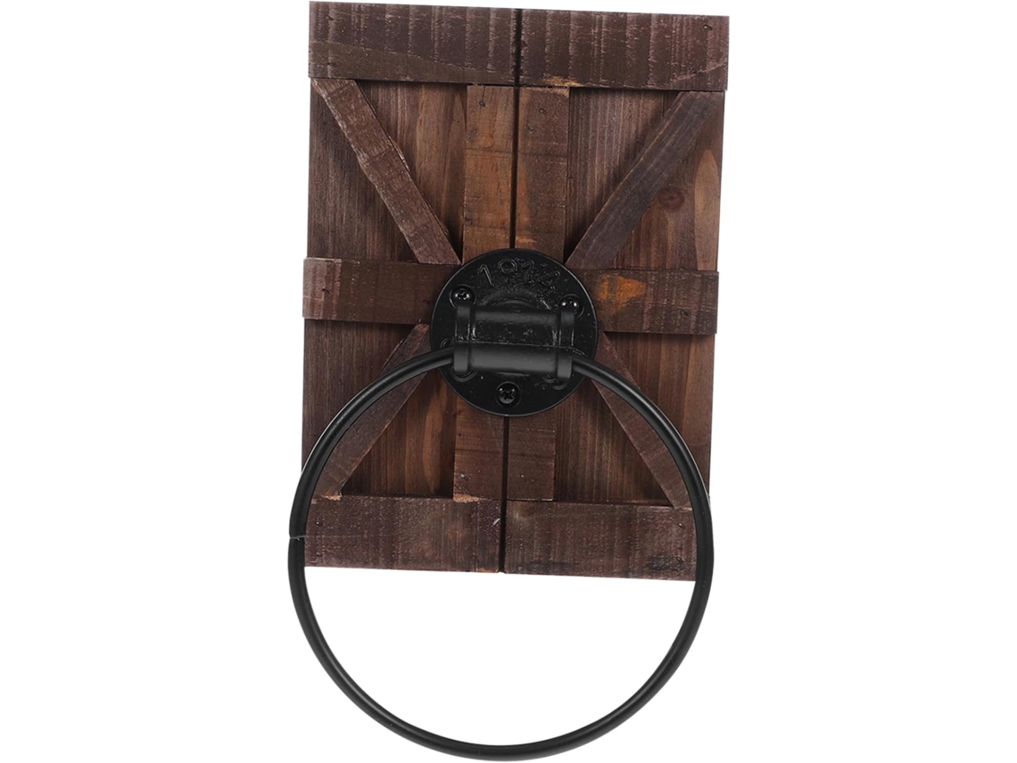 Porta-toalhas Rústico De Ferro Com Base Madeira, Estilo Vintage