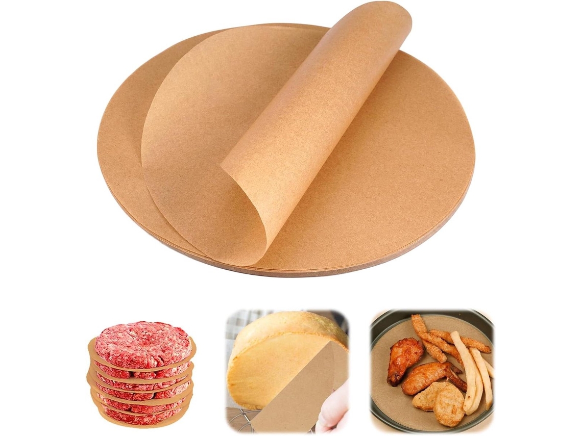 100 Folhas Redondas De Papel Manteiga Antiaderente 22 Cm Para Fritadeira A Ar, Elétrica, Hambúrguer, Frigideiras, Forno, Grelha E Vapor.