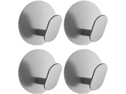 Conjunto De 4 Ganchos De Parede Para Toalhas, Casa De Banho E Cozinha - Ganchos Para Roupão E Jaqueta (prateado, Aço Inoxidável)