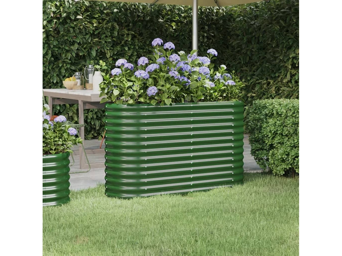 Vidaxl Canteiro Elevado Jardim 114x40x68 Cm Aço Galvanizado Verde