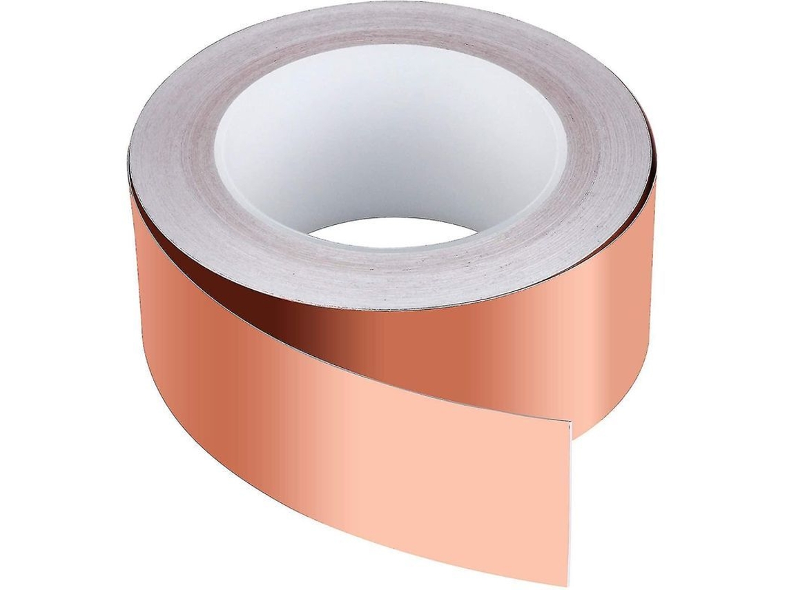 Fita De Lâmina De Cobre Com Dois Lados, 50mm X 0.05mm X 20m, Amarela, Condutiva, Esmagamento, Dissipação De Calor, -10°c A 120°c