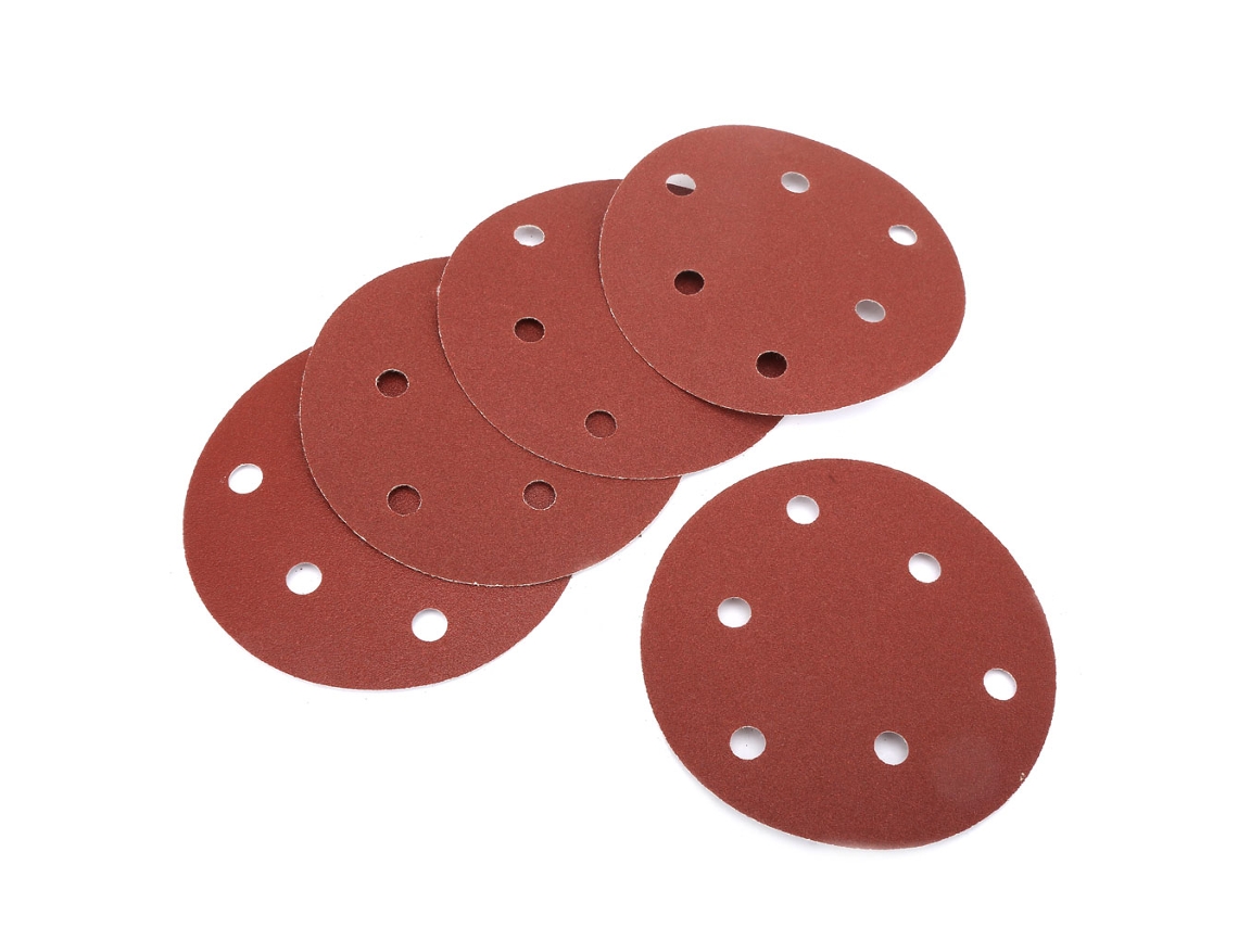 100 Peças De Lixa Flockeada De 125mm (5 Polegadas) Com 6 Buracos, Disco De Fundo De Veludo (120)