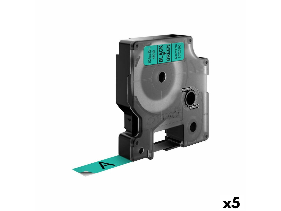 Cinta Laminada para Máquinas Rotuladoras DYMO D1 (Verde -5 Unidades - 12mm)