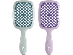 2pc Escova de Detalhamento de Cabelo Natural, Verde + Púrpura ZYBLSSBB
