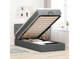 Vidaxl Estrutura Cama Otomana Colchão 90x190 Cm Tecido Cinzento Escuro