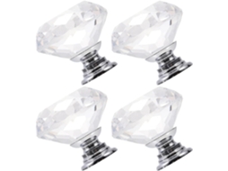 Puxadores De Cristal Para Armários Com Efeito Visual Deslumbrante, Conjunto De 4 Peças Com Furo Único Para Cozinha