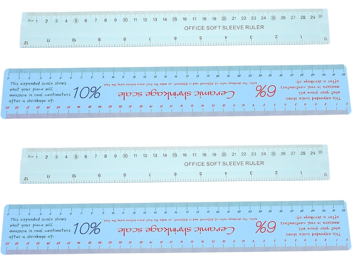 Régua Graduada Flexível Para Argila (conjunto De 4) - Ferramenta Para Medir A Retração Da Argila.