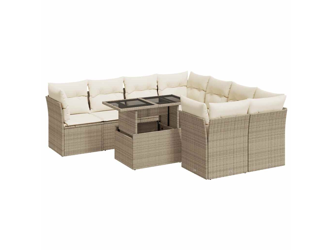 Maison Exclusive - 9 Pcs Conjunto De Sofás P/ Jardim Com Almofadões Vime Pe Bege