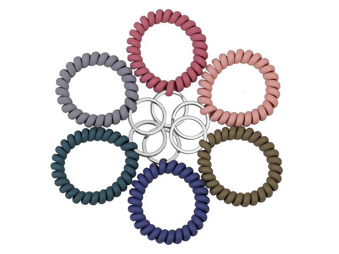2026 6 Pulseiras Elásticas Espirais com Anel de Metal para Sauna, Esportes e Atividades Ao Ar Livre