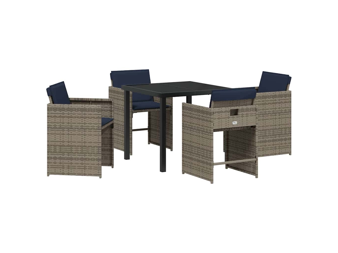 Maison Exclusive - Conjunto De Jantar Para Jardim 5 Pcs Cinzeto Vime Pe