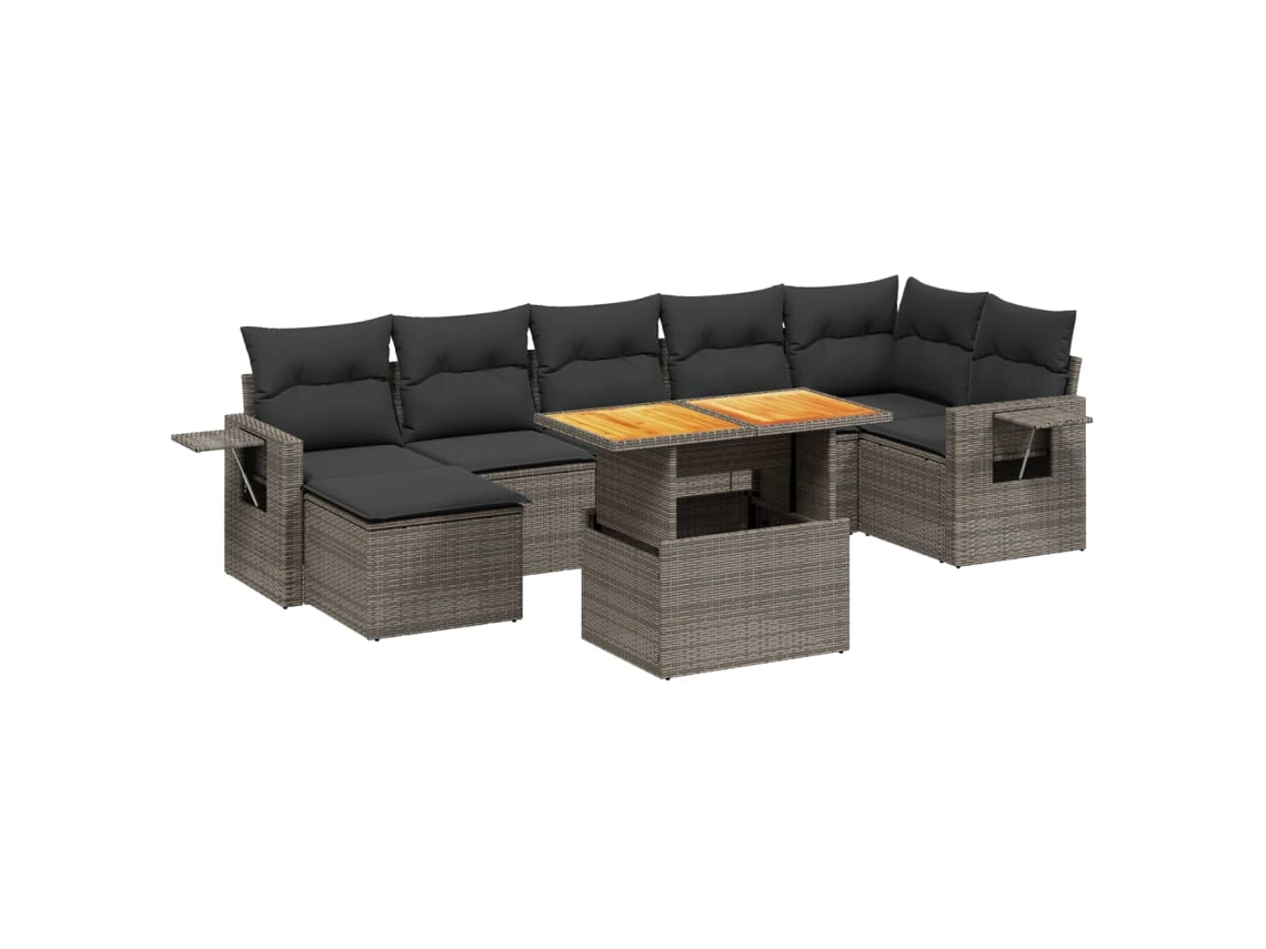 Conjunto de 8 Sofás de Jardim com Almofadões Vime Pe Cinzento MAISON EXCLUSIVE (8 pcs)