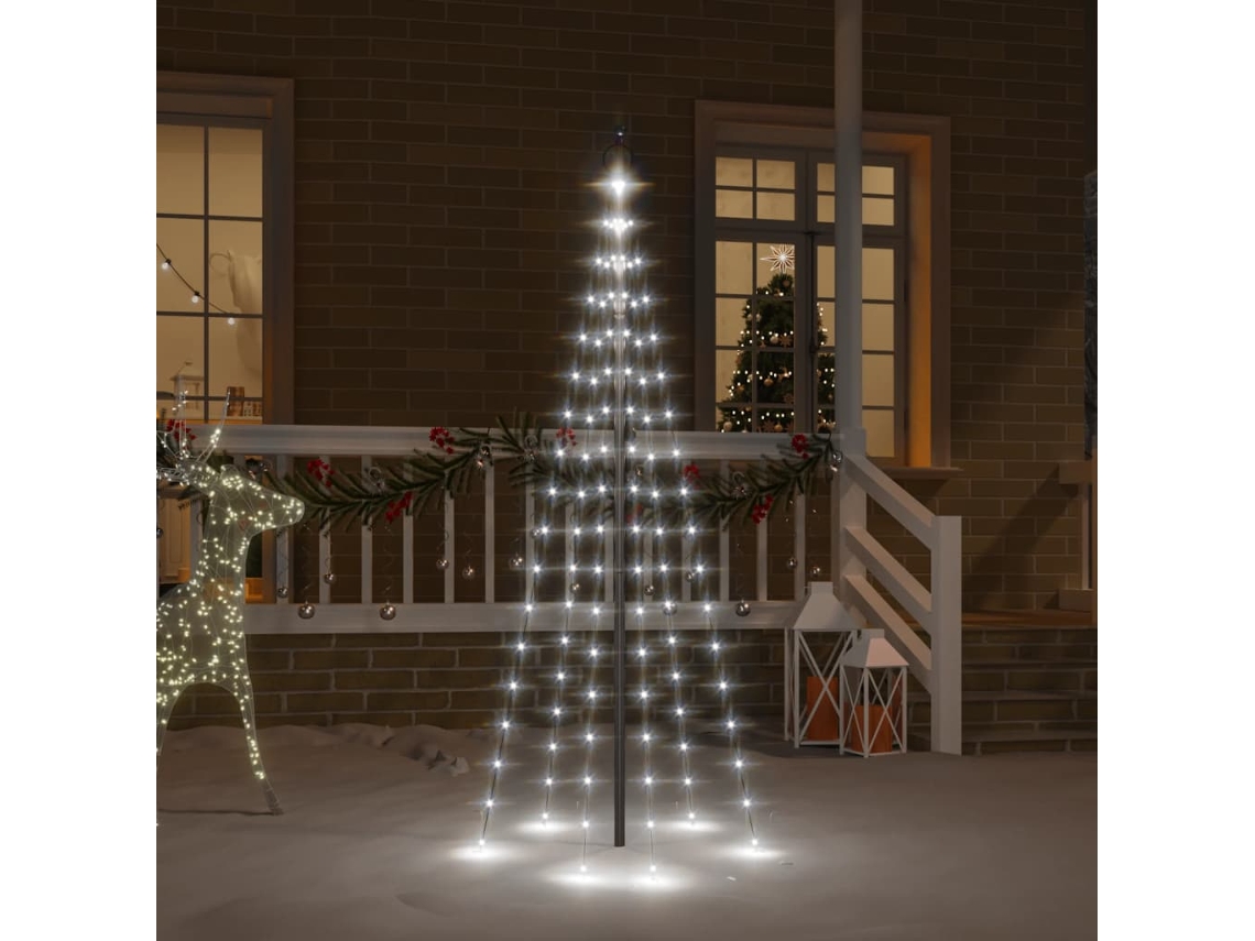 Vidaxl Árvore De Natal Mastro De Bandeira 108 Leds 180cm Branco Frio
