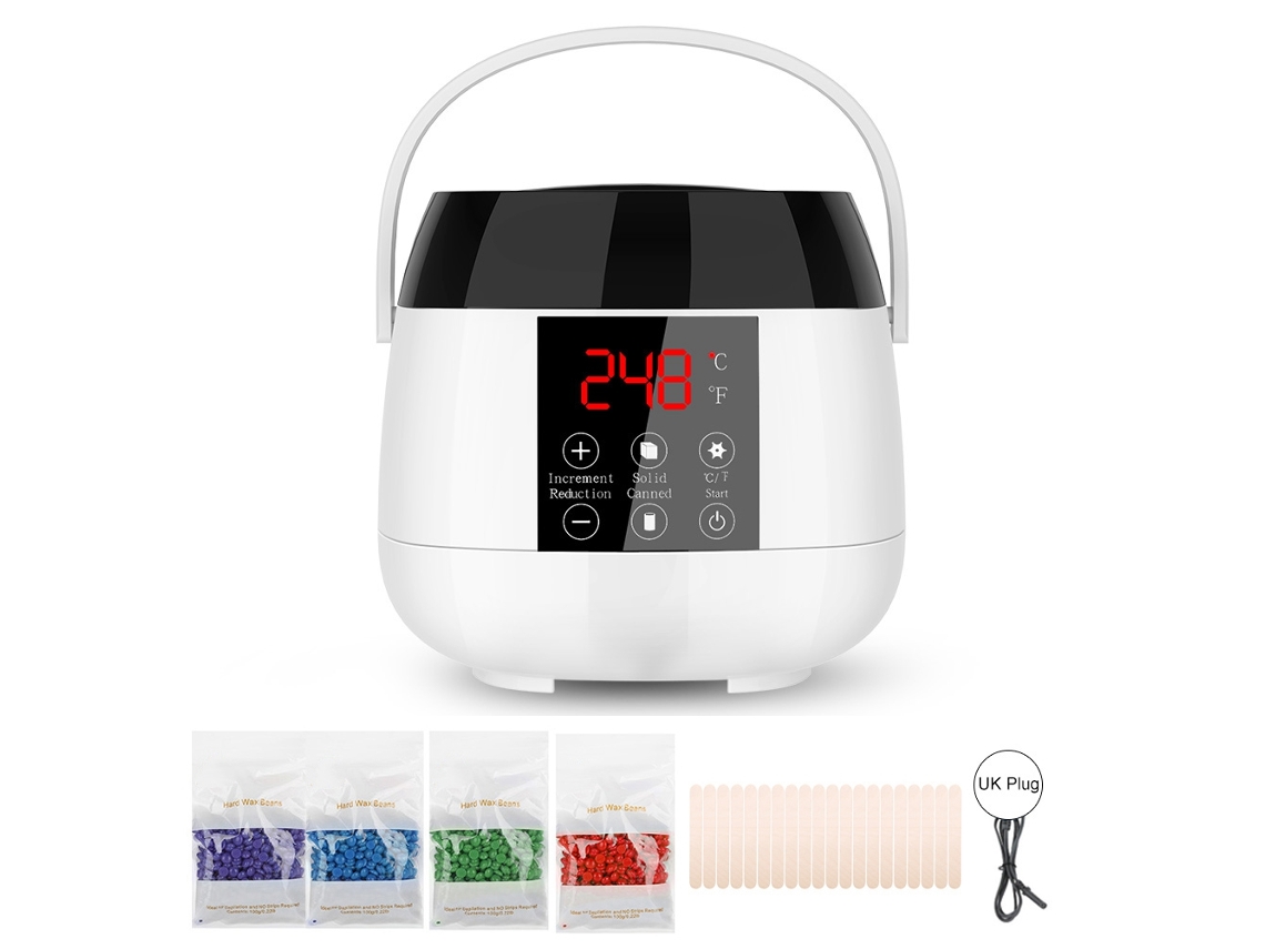 Kit De Aquecedor De Cera Inteligente Para Depilação Com Cera Em Grãos E Palitos Aplicadores