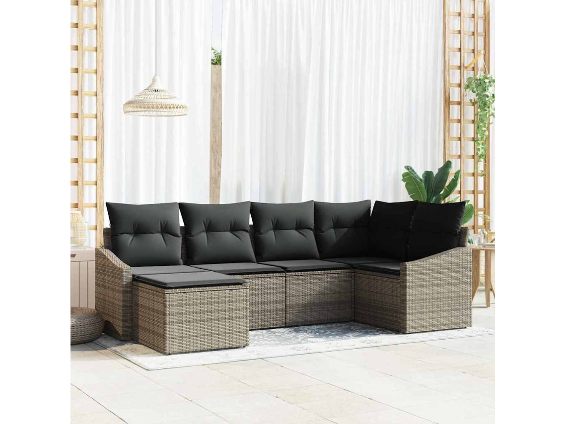 Vidaxl Conjunto De Jantar Para Jardim 6 Unid. Cinzeto