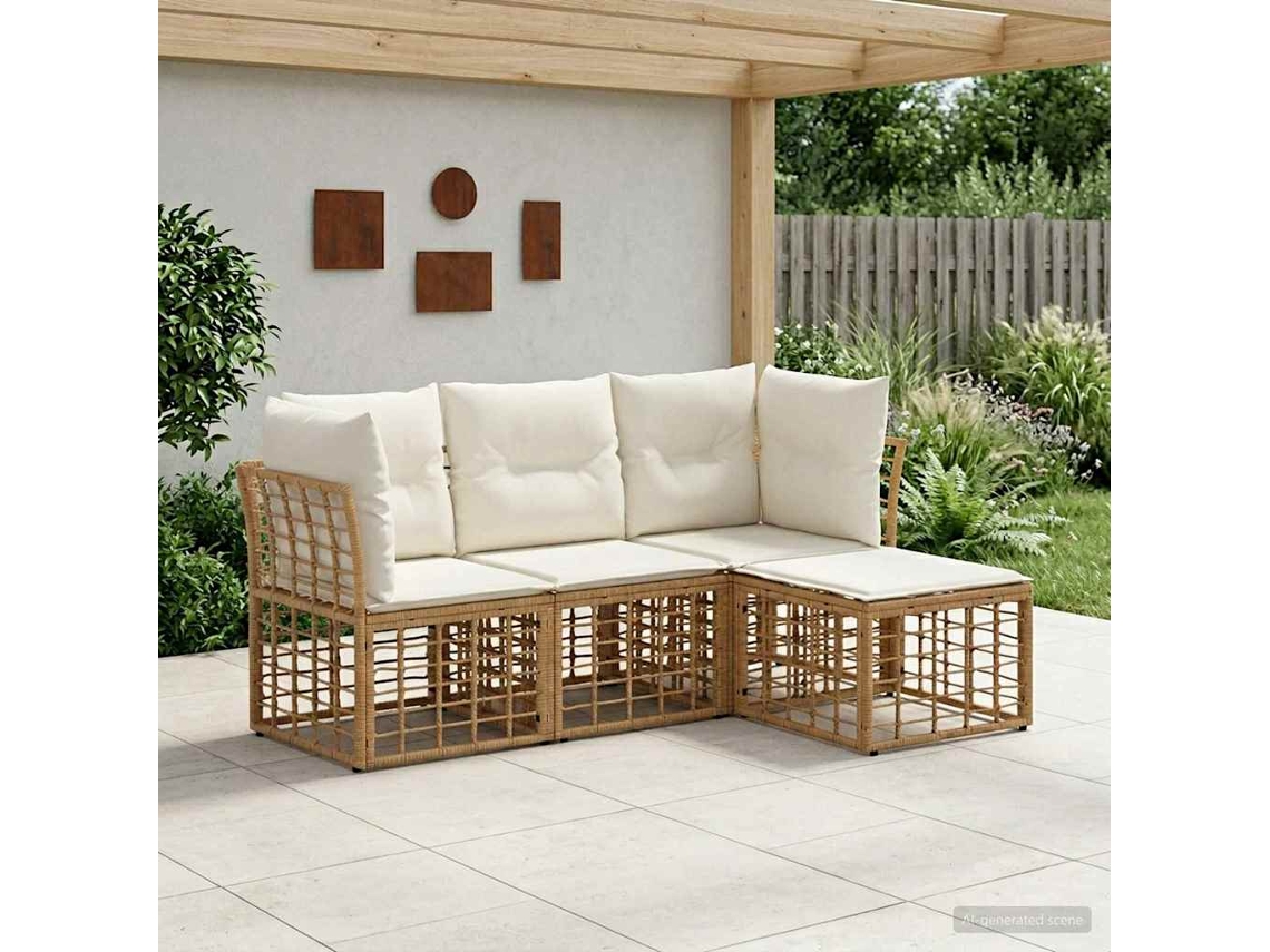 Vidaxl Conjunto De Sofás Para Exterior Natural Poliéster