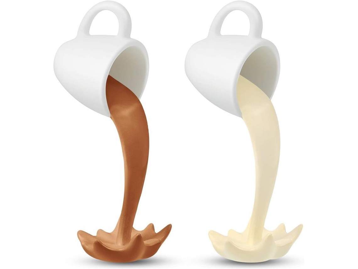 2 Xícaras De Café Flotantes Mágicas Vertiendo Splash Escultura De Xícara De Café Divertida