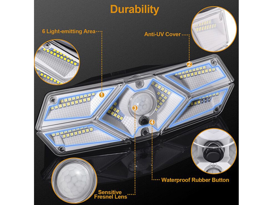 2026 luces Solares Exteriores com Sensor de Movimento para Jardim, Pátio, Garagens e Balcões