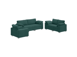 Conjunto 3 Sofá De Linho Vidaxl Verde Linho (219 X 80 X 82 Cm)