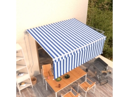 Vidaxl Toldo Retrátil Automático Com Estore 4,5x3 M Azul E Branco