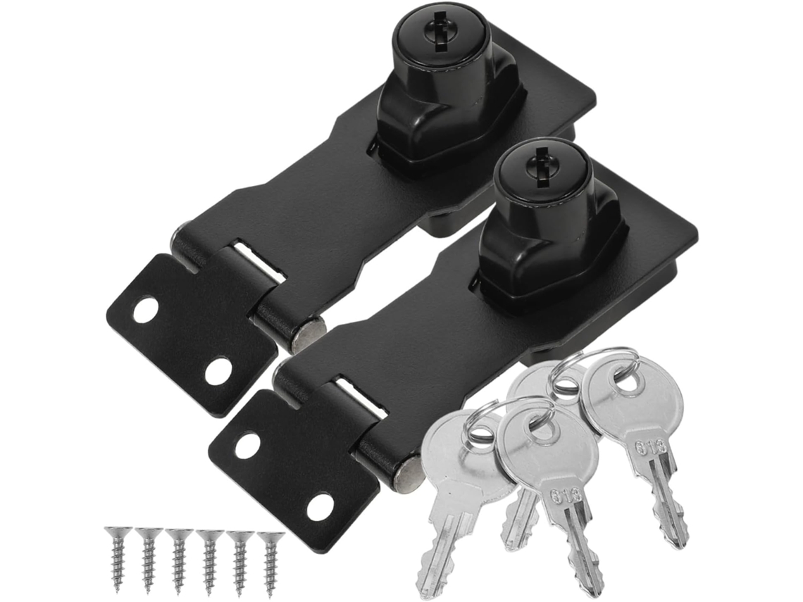 Bestyash Conjunto De 2-travas Segurança Ajustáveis Para Portas Armários E Guarda Roupas, Pretas, Com Parafusos, Fácil