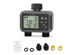 TEMPORIZADOR DE REGA JARDIM 2 SAÍDAS CONTROLADOR IRRIGAÇÃO AUTOMÁTICA ATRASO CHUVA IPX5 BATERIA LCD GRANDE UK S/MARCA