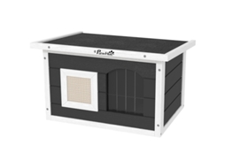 Casinha De Gato De Madeira Com Arranhador,cobertura Dobrável E Base Removível,ideal Para Interior E Exterior,61x45x36,5 Cm,cinza