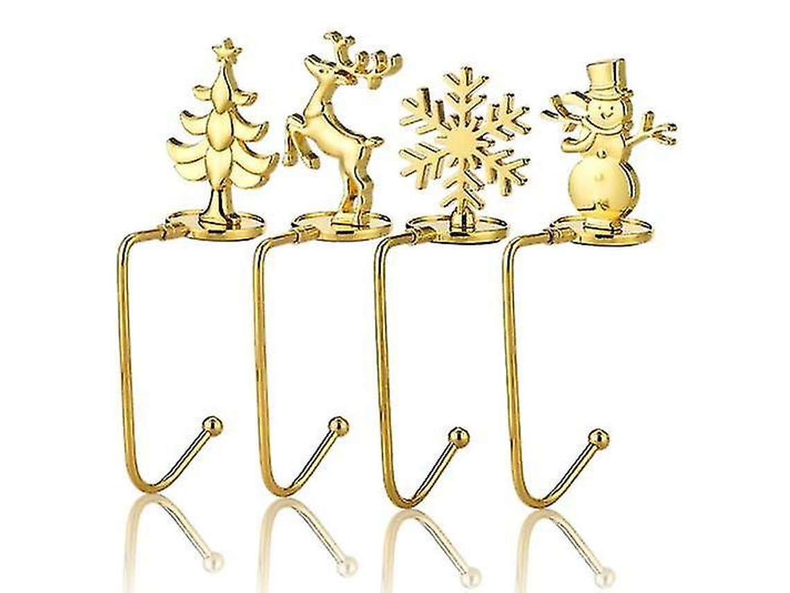 Cabides Para Meias De Natal Para Prateleiras, Decorações De Natal Olysi Shop (pacote Com 4, Dourado)