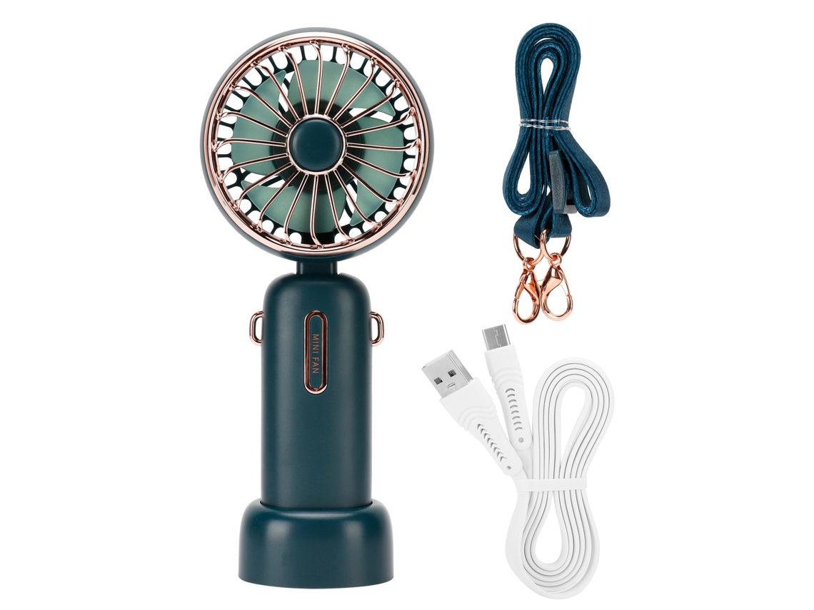 Ventilador Portátil 3 Marchas Cordão Verde 4000‑6000rpm