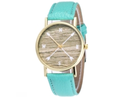 Relógio de Casal Simples Pulseira de Couro Pu com Movimento de Quartzo (menta)