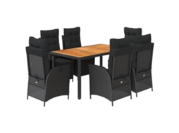 Garden Dining Set, Garden Dining Sets Vidaxl Preto Rattan / Vime (mesa Com 150 Cm De Comprimento)