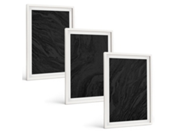 Composição De Quadros Mármore Escuro, Texturas Elegantes Moldura Branca Pinturas De Quarto Espelharte (3 Piezas De 40x60 Cm)