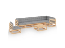 Maison Exclusive - 8 Pcs Conjunto Lounge De Jardim C/ Almofadões Pinho Maciço