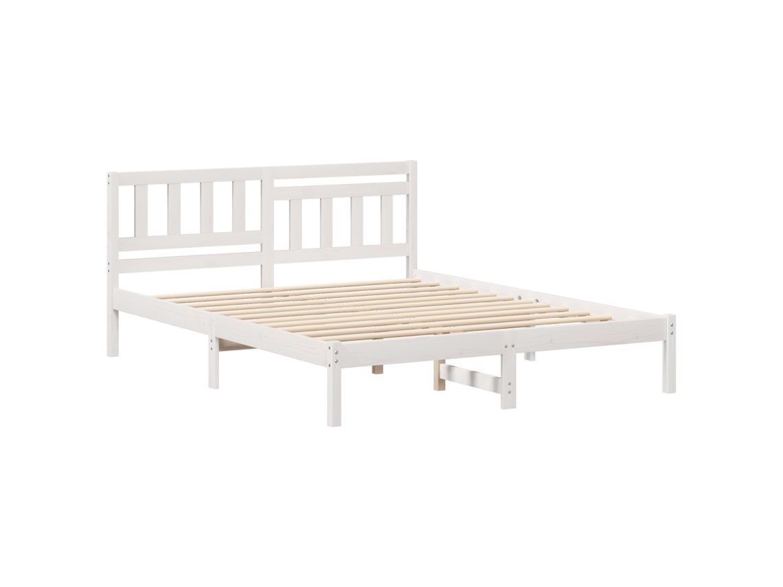 Conjunto 1 Estrado De Cama Plataforma Vidaxl Branco Madeira De Pinho Maciça (140 X 200 Cm)